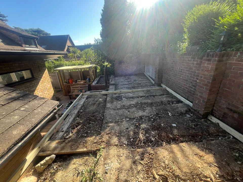 Terrace cleared back to the base before the new decking